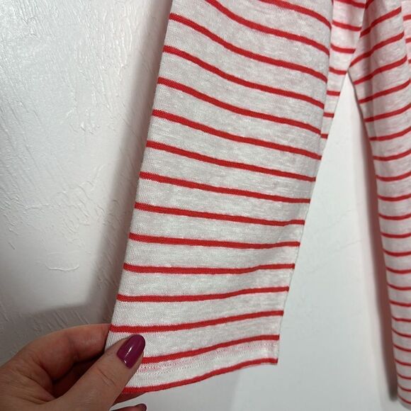 Chico’s Striped Knit Linen Pocket 3/4 Sleeve Tee Blouse Size XL - Picture 4 of 10